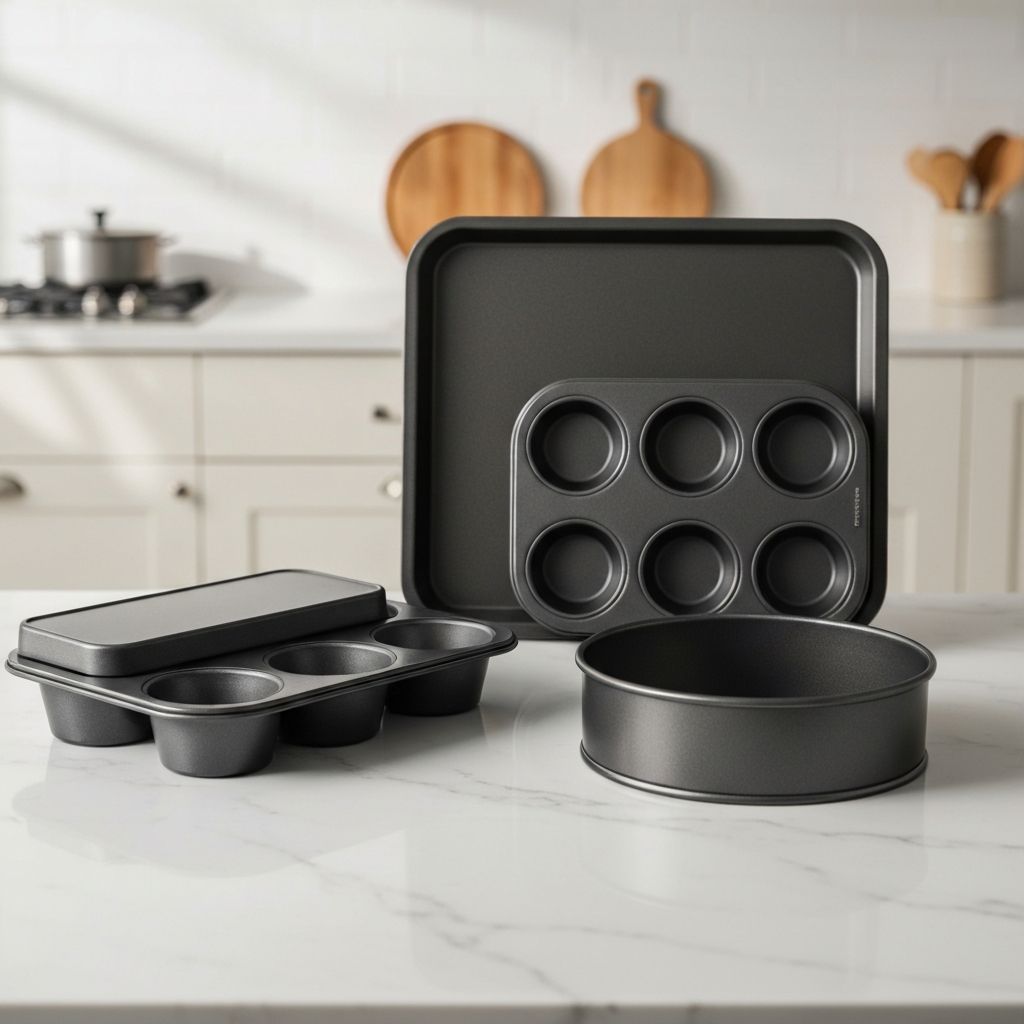 Gotham Steel non-stick bakeware set on marble surface